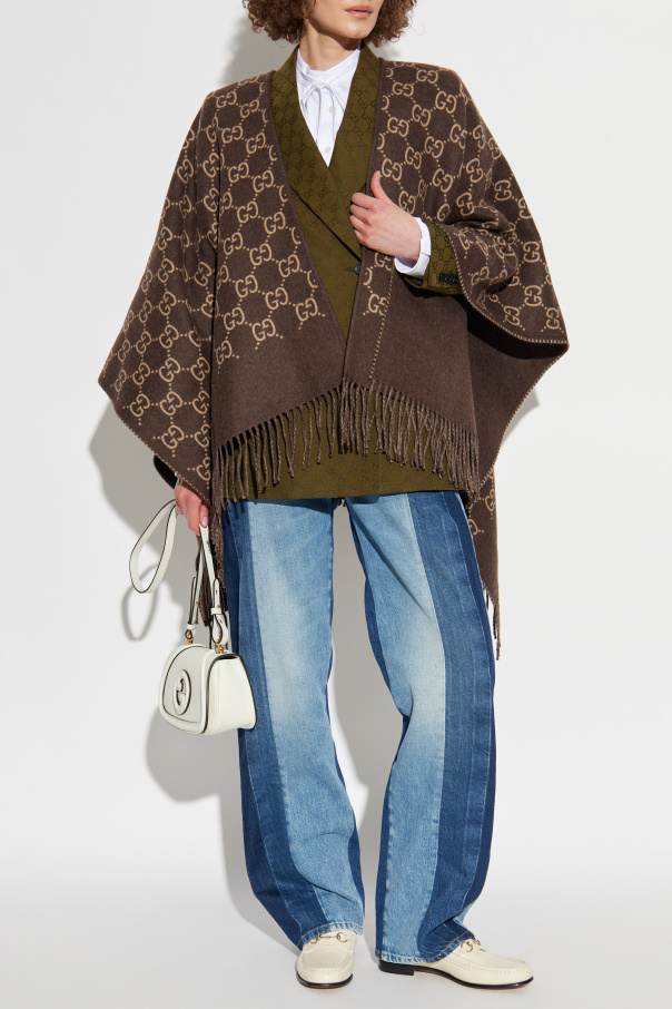 Gucci Wool poncho with 'GG' pattern | Women's | Vitkac